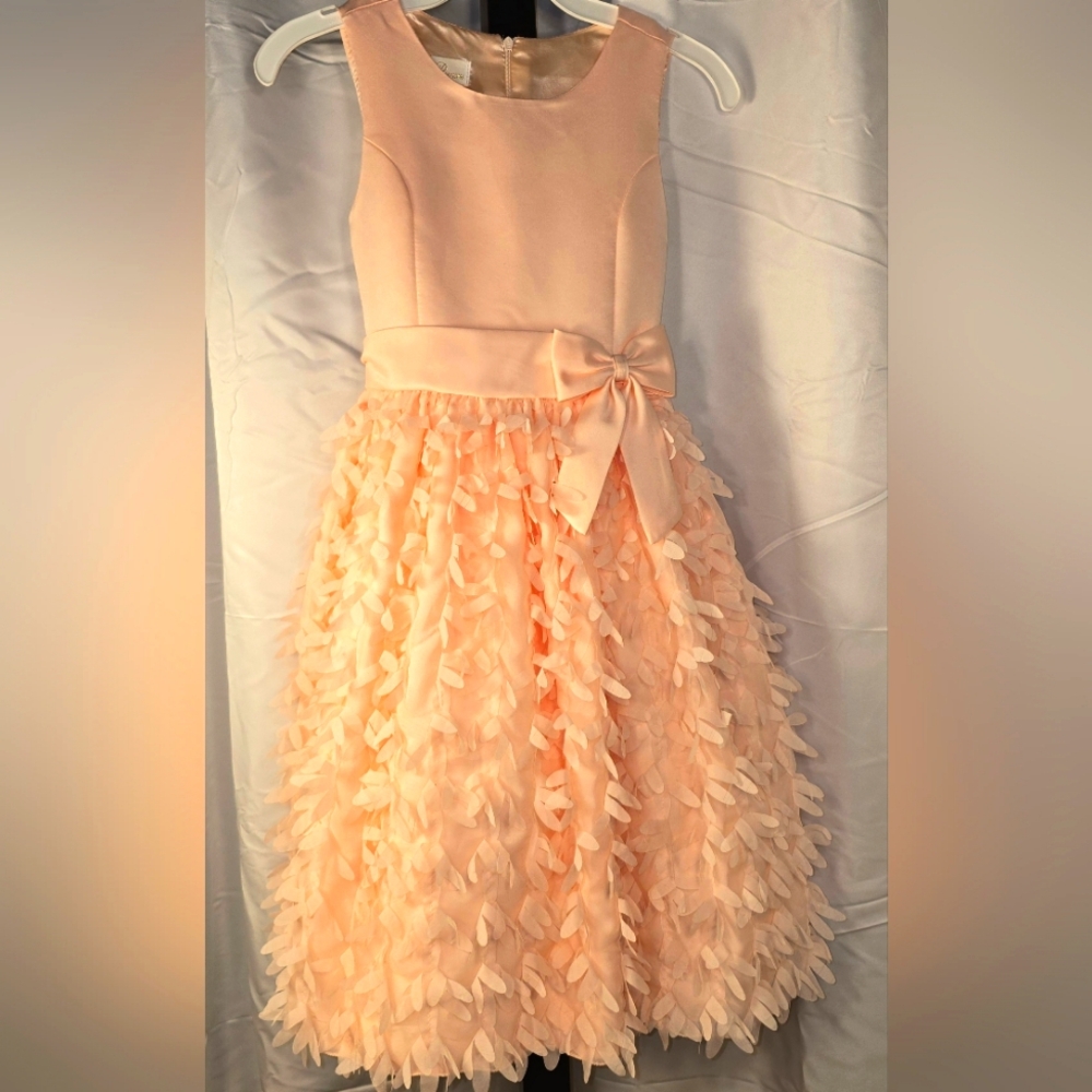 Beautiful Peach Colored Ruffled Fit and Flare Easter Or Event Dress For Girls